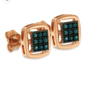 Haus of Brilliance Rose Gold Plated Rose Cut Treated Diamond Stud Earrings